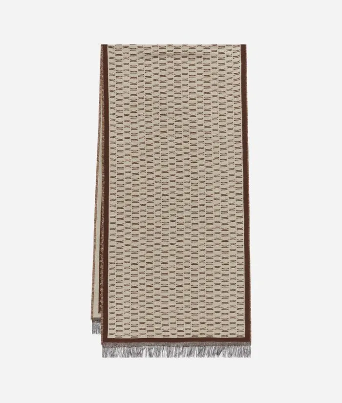 Man Scarves and Hats Alviero Martini 1c All Over Scarf With Frame Motif 40215180 Brown