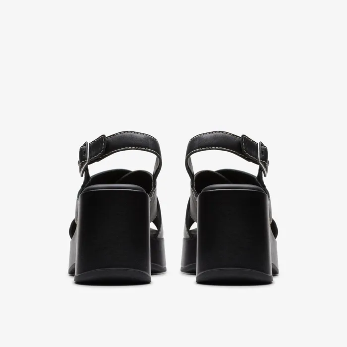 Manon Wish Black Leather Women Clarks Sandals and Flip Flops