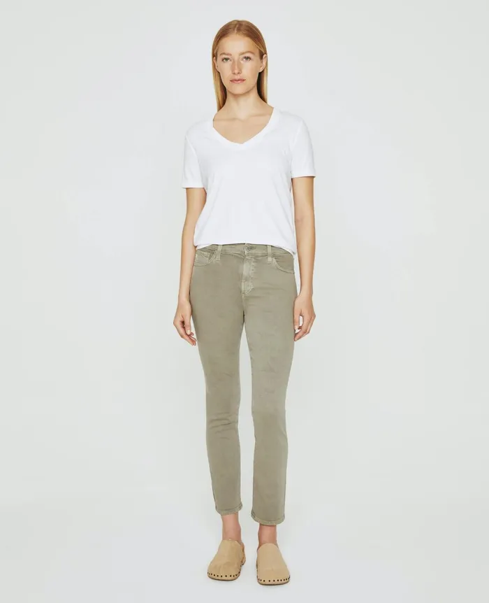 Mari Crop Sulfur Dried Rosemary Women AG Jeans Denim