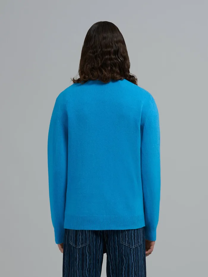 Marni 70s Flower Cashmere Sweater Turquoise Mens Knitwear Marni 70s Flower Cashmere Sweater Turquoise Mens Knitwear