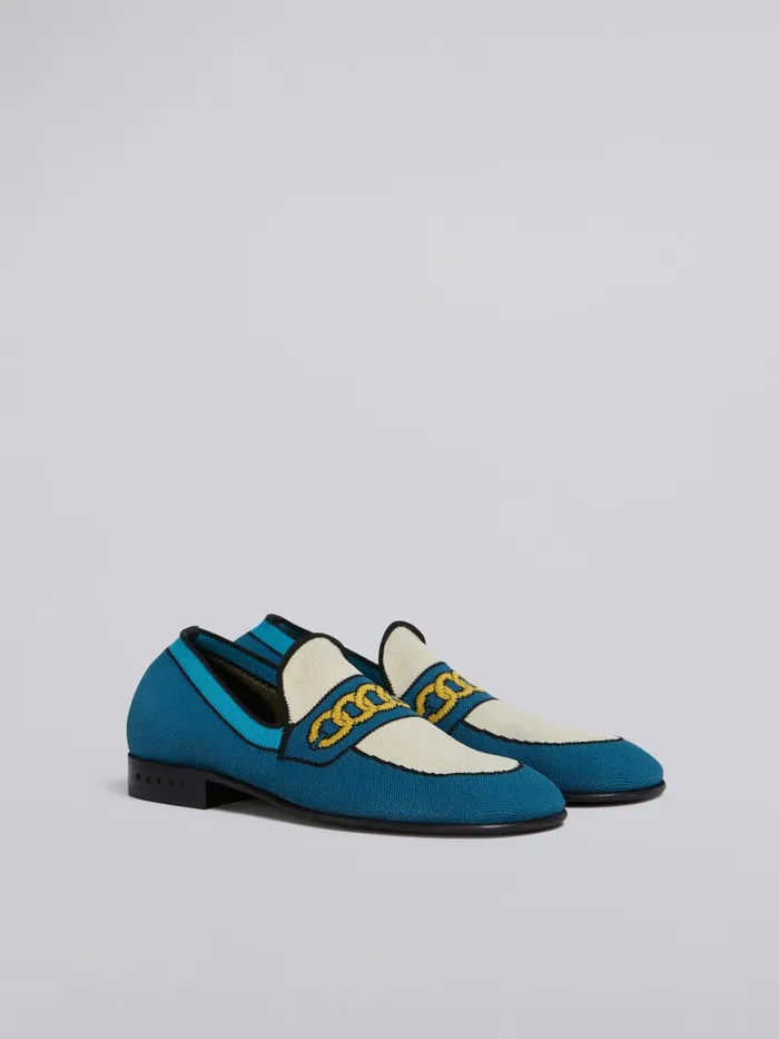 Marni Blue Trompe L039il Jacquard Moccasin Petroleum Womens Flats Marni Blue Trompe L039il Jacquard Moccasin Petroleum Womens Flats