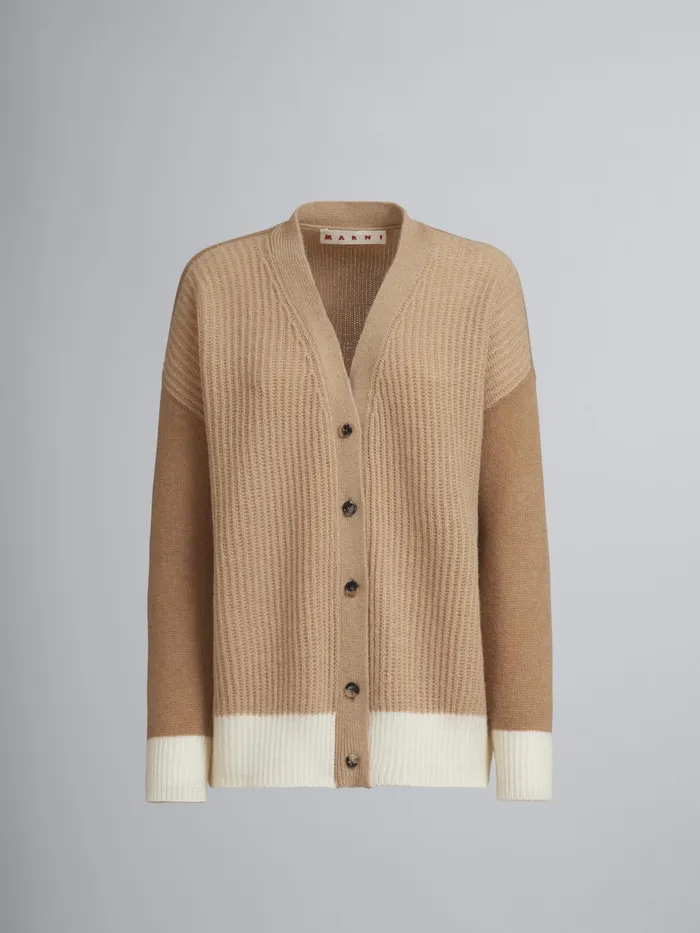 Marni Brown Cashmere Vneck Cardigan Biscuit Womens Knitwear