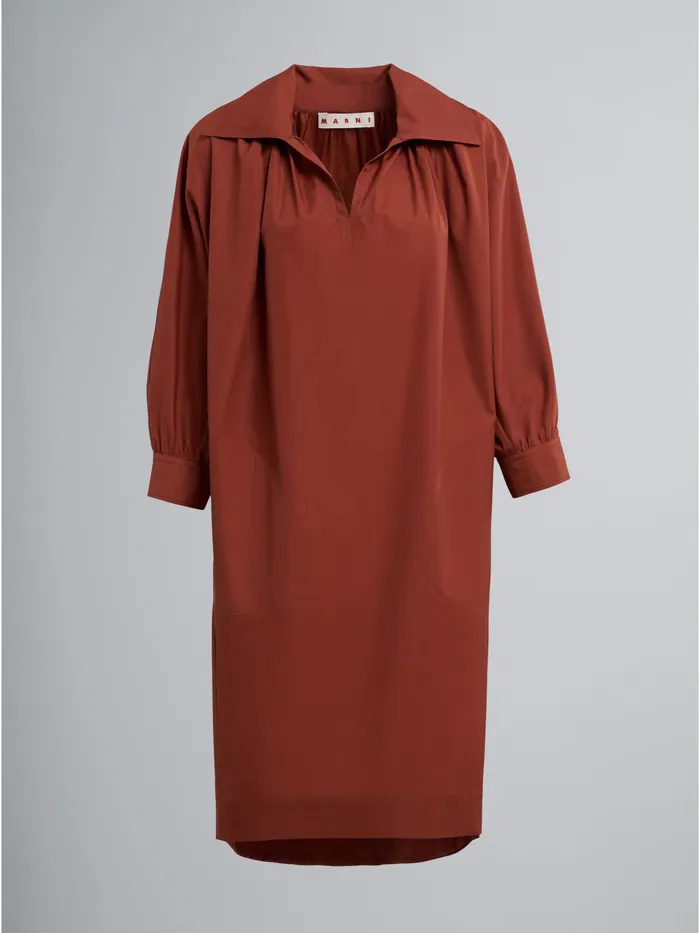 Marni Cotton Poplin Balloon Dress Clay Womens Dresses