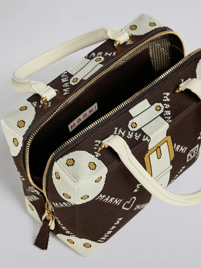 Marni Cubic Bag In Brown Gram Trompel039il Jacquard Sadelle Brown Womens Handbags Marni Cubic Bag In Brown Gram Trompel039il Jacquard Sadelle Brown Womens Handbags