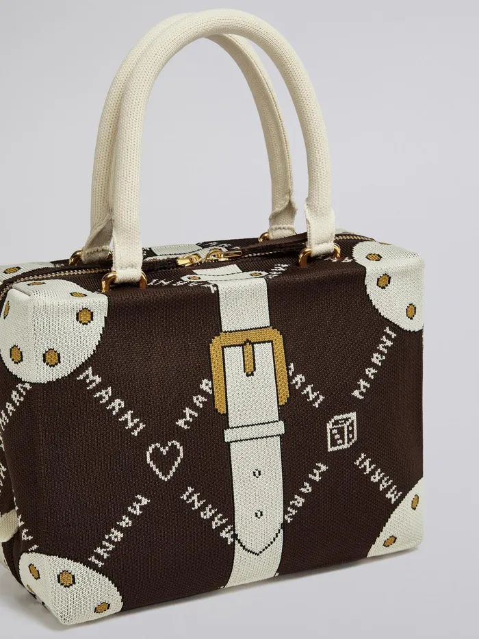 Marni Cubic Bag In Brown Gram Trompel039il Jacquard Sadelle Brown Womens Handbags Marni Cubic Bag In Brown Gram Trompel039il Jacquard Sadelle Brown Womens Handbags