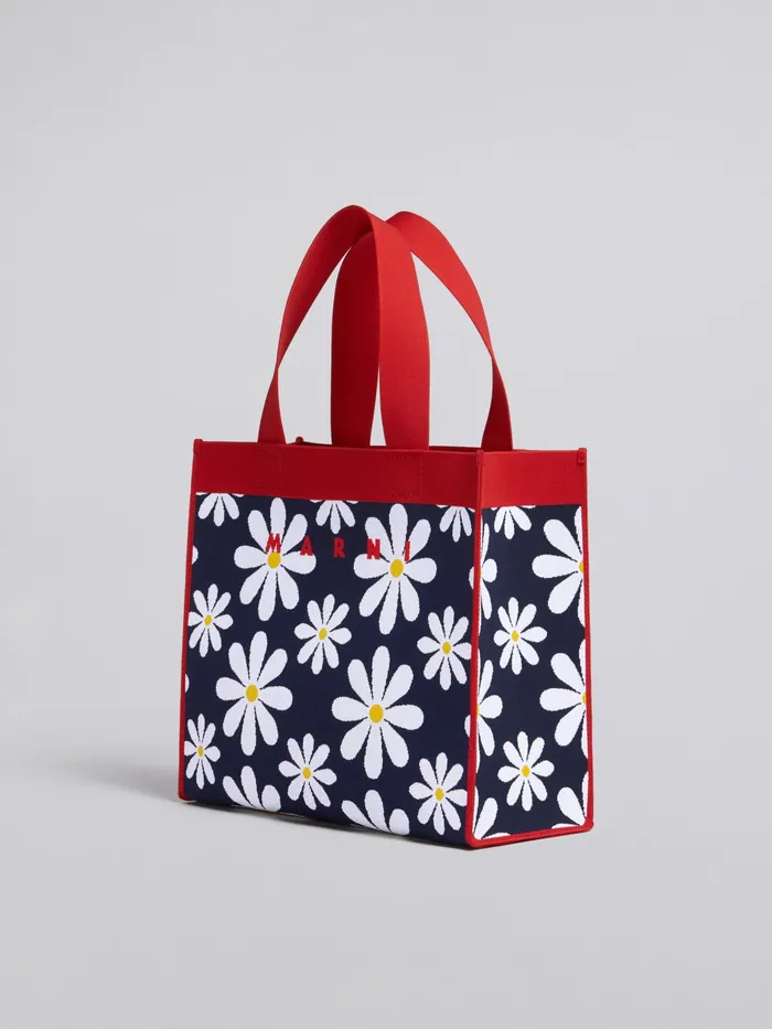 Marni Daisy Print Knit Shopping Bag Iris Womens Handbags Marni Daisy Print Knit Shopping Bag Iris Womens Handbags