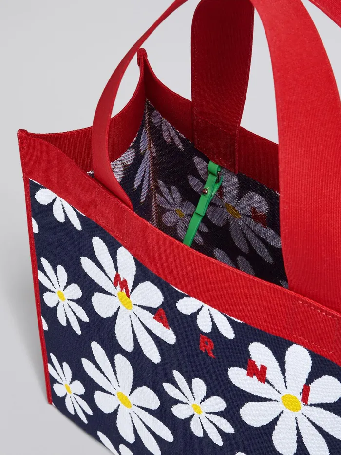 Marni Daisy Print Knit Shopping Bag Iris Womens Handbags Marni Daisy Print Knit Shopping Bag Iris Womens Handbags