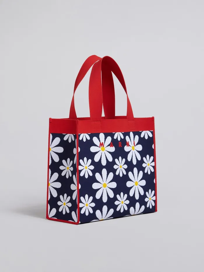 Marni Daisy Print Knit Shopping Bag Iris Womens Handbags Marni Daisy Print Knit Shopping Bag Iris Womens Handbags