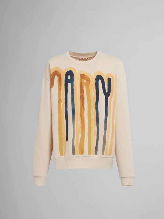 Marni Dripping Logo Print Cotton Sweatshirt Maize Mens Sweatshirts and Tshirts Marni Dripping Logo Print Cotton Sweatshirt Maize Mens Sweatshirts and Tshirts