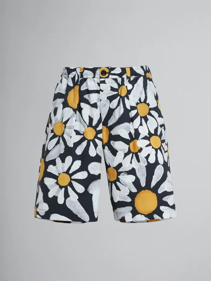 Marni Euphoria Print Poplin Bermuda Pants Black Mens Trousers