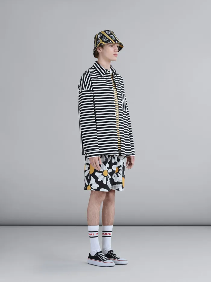 Marni Euphoria Print Poplin Bermuda Pants Black Mens Trousers Marni Euphoria Print Poplin Bermuda Pants Black Mens Trousers
