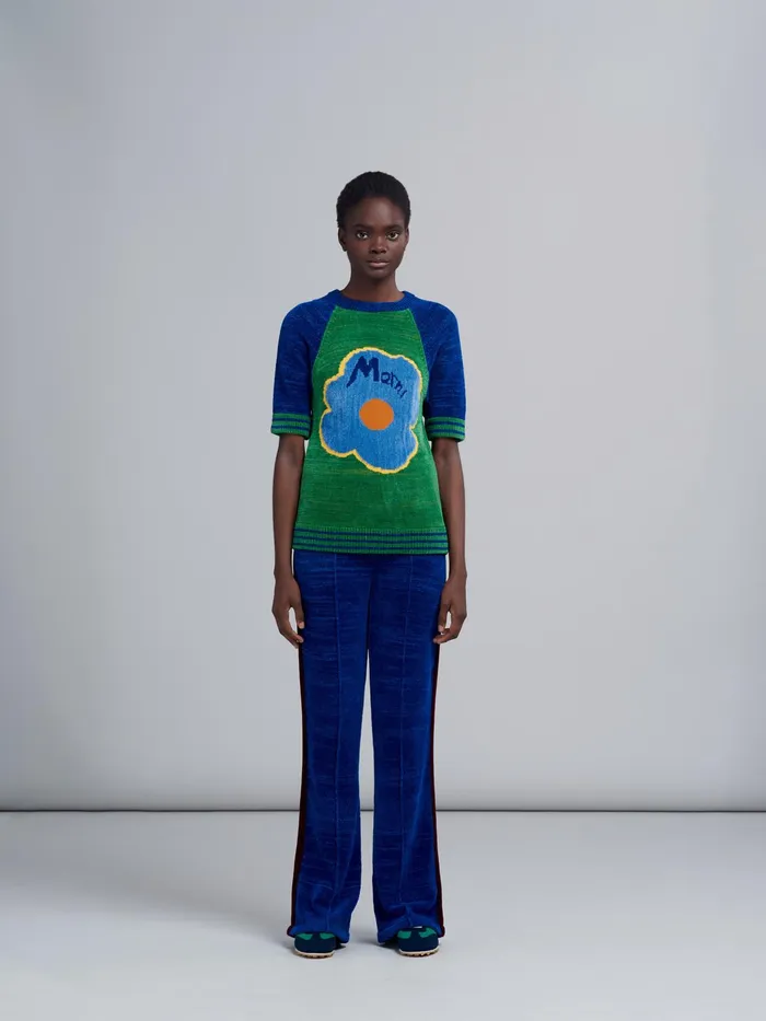 Marni Moulin Chenille Trousers Ocean Womens Pants Marni Moulin Chenille Trousers Ocean Womens Pants