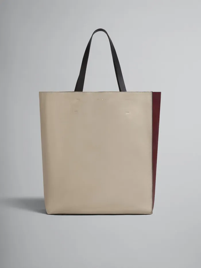 Marni Museo Soft Large Bag In White And Red Leather Light Camel Womens Shopping Bags