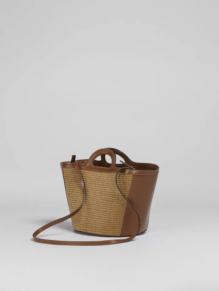 Marni Tropicalia Small Bag In Brown Leather And Raffia Raw Sienna Womens Handbags Marni Tropicalia Small Bag In Brown Leather And Raffia Raw Sienna Womens Handbags