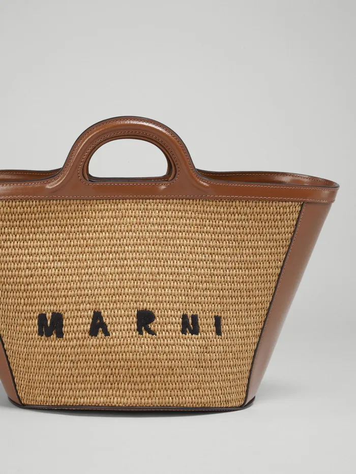 Marni Tropicalia Small Bag In Brown Leather And Raffia Raw Sienna Womens Handbags Marni Tropicalia Small Bag In Brown Leather And Raffia Raw Sienna Womens Handbags