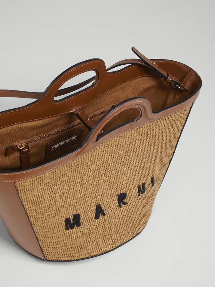 Marni Tropicalia Small Bag In Brown Leather And Raffia Raw Sienna Womens Handbags Marni Tropicalia Small Bag In Brown Leather And Raffia Raw Sienna Womens Handbags
