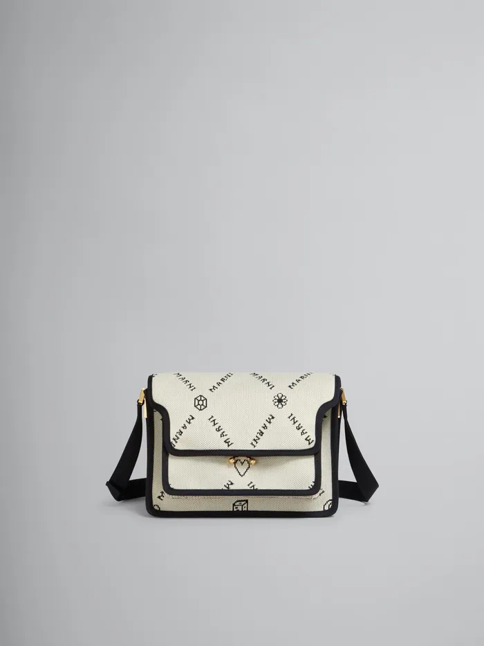 Marni Trunk Soft Medium Bag In White Gram Jacquard Silk White Womens Handbags