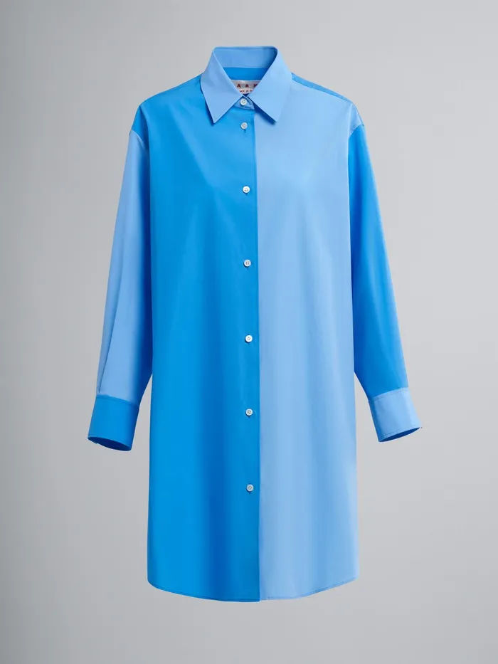 Marni Twotone Bio Poplin Shirt Cobalt Womens Tops and Shirts