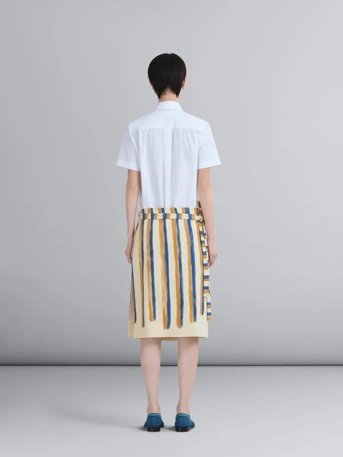 Marni Watercolour Stripe Grain De Poudre Wrap Skirt Antique White Womens Skirts Marni Watercolour Stripe Grain De Poudre Wrap Skirt Antique White Womens Skirts