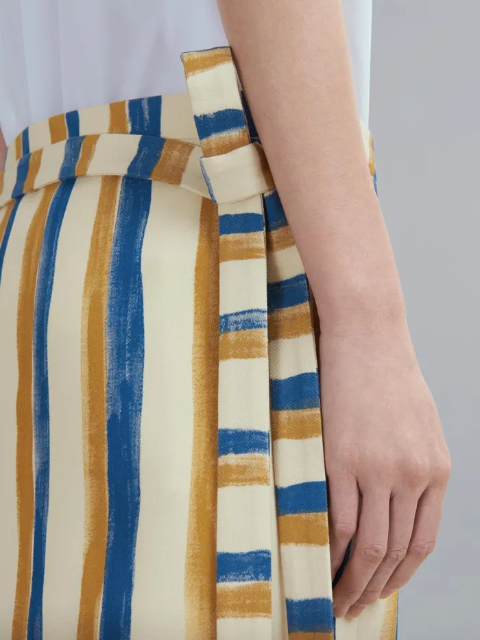 Marni Watercolour Stripe Grain De Poudre Wrap Skirt Antique White Womens Skirts Marni Watercolour Stripe Grain De Poudre Wrap Skirt Antique White Womens Skirts