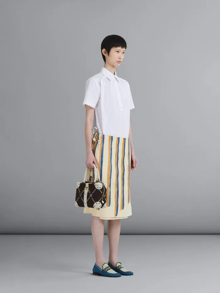 Marni Watercolour Stripe Grain De Poudre Wrap Skirt Antique White Womens Skirts Marni Watercolour Stripe Grain De Poudre Wrap Skirt Antique White Womens Skirts