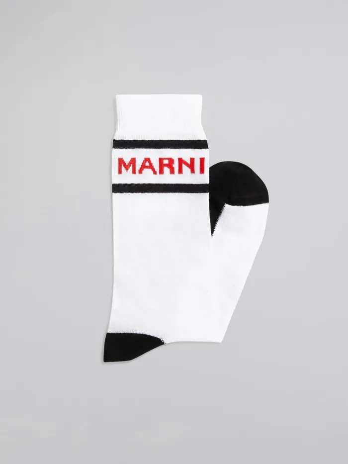 Marni White Cotton And Nylon Logo Sock Lily White Mens Socks Marni White Cotton And Nylon Logo Sock Lily White Mens Socks