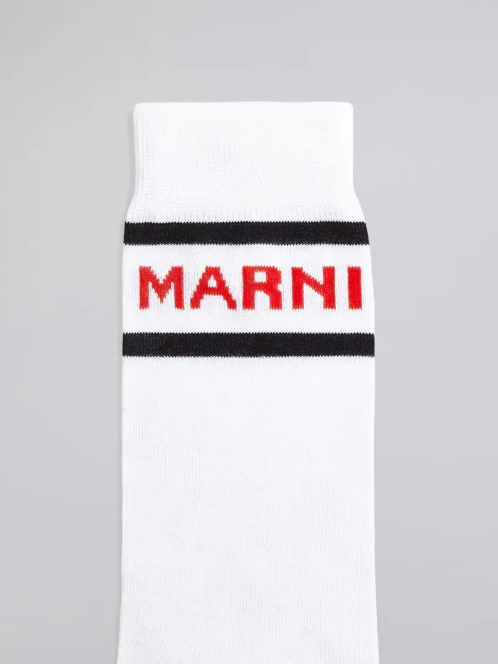 Marni White Cotton And Nylon Logo Sock Lily White Mens Socks Marni White Cotton And Nylon Logo Sock Lily White Mens Socks