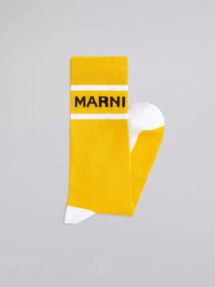 Marni Yellow Cotton And Nylon Logo Sock Maize Mens Socks Marni Yellow Cotton And Nylon Logo Sock Maize Mens Socks