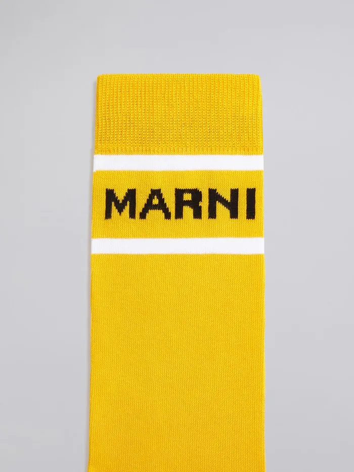 Marni Yellow Cotton And Nylon Logo Sock Maize Mens Socks Marni Yellow Cotton And Nylon Logo Sock Maize Mens Socks