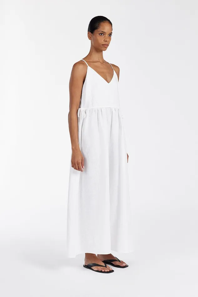 MAURA WHITE LINEN MIDI DRESS Women DISSH White Dresses