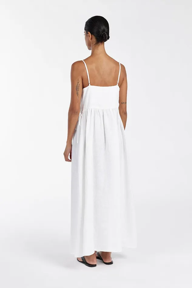 MAURA WHITE LINEN MIDI DRESS Women DISSH White Dresses