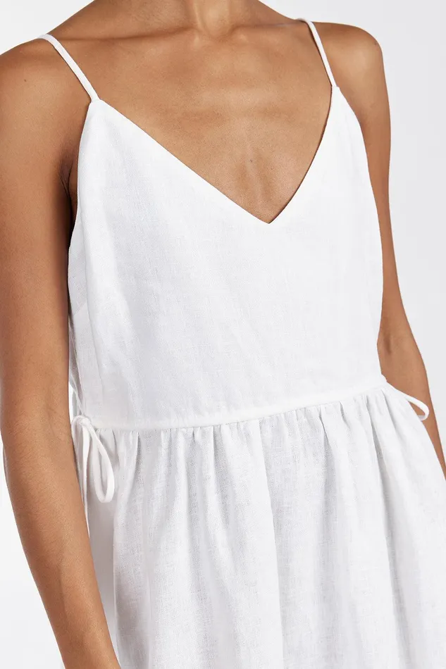 MAURA WHITE LINEN MIDI DRESS Women DISSH White Dresses