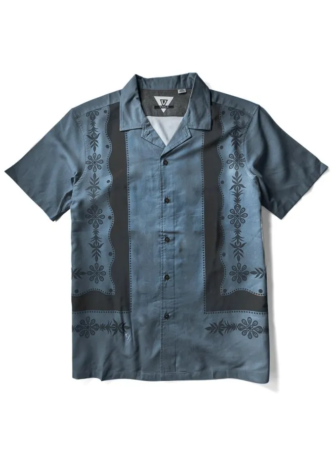 Medewi Eco Ss Shirt Tidal Blue Men Vissla Shirts and Flannels