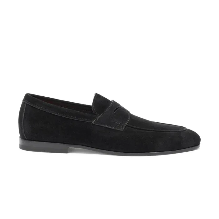 Men Black Suede Carlo Loafer Santoni Loafers