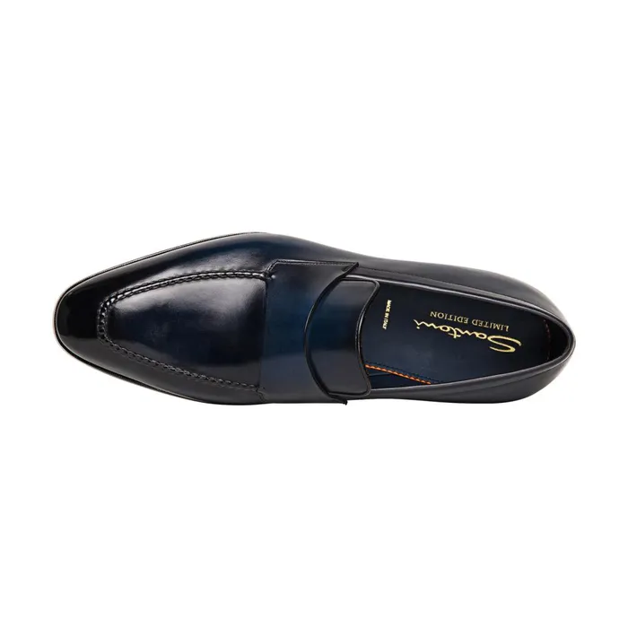 Men Blue Leather Limited Edition Penny Loafer Santoni Loafers
