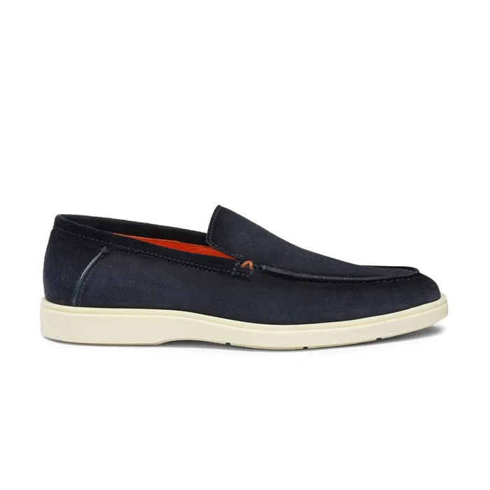 Men Blue Suede Loafer Santoni Loafers