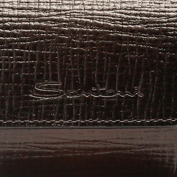 Men Brown Printed Leather Small Watch Case Santoni Small Leather Goods