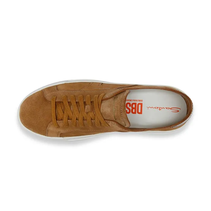 Men Brown Suede Double Buckle Sneaker Santoni Sneakers