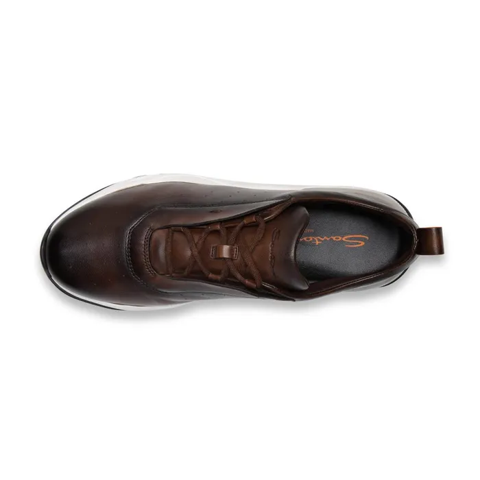 Men Dark Brown Leather Sneaker Santoni Sneakers