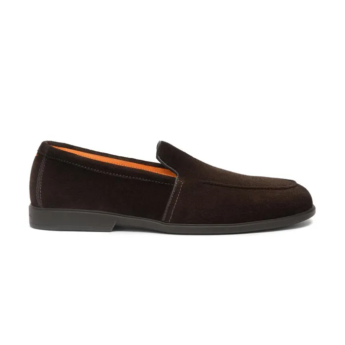 Men Dark Brown Suede Loafer Santoni Loafers