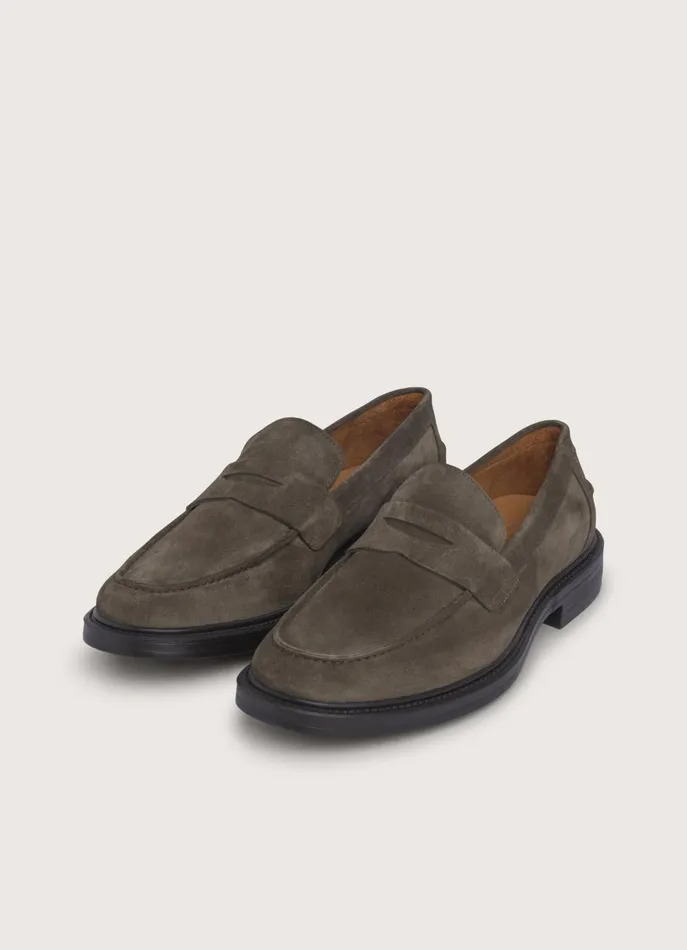 Men Formal Shoes Faonnable Suede Loafers Marsh Green