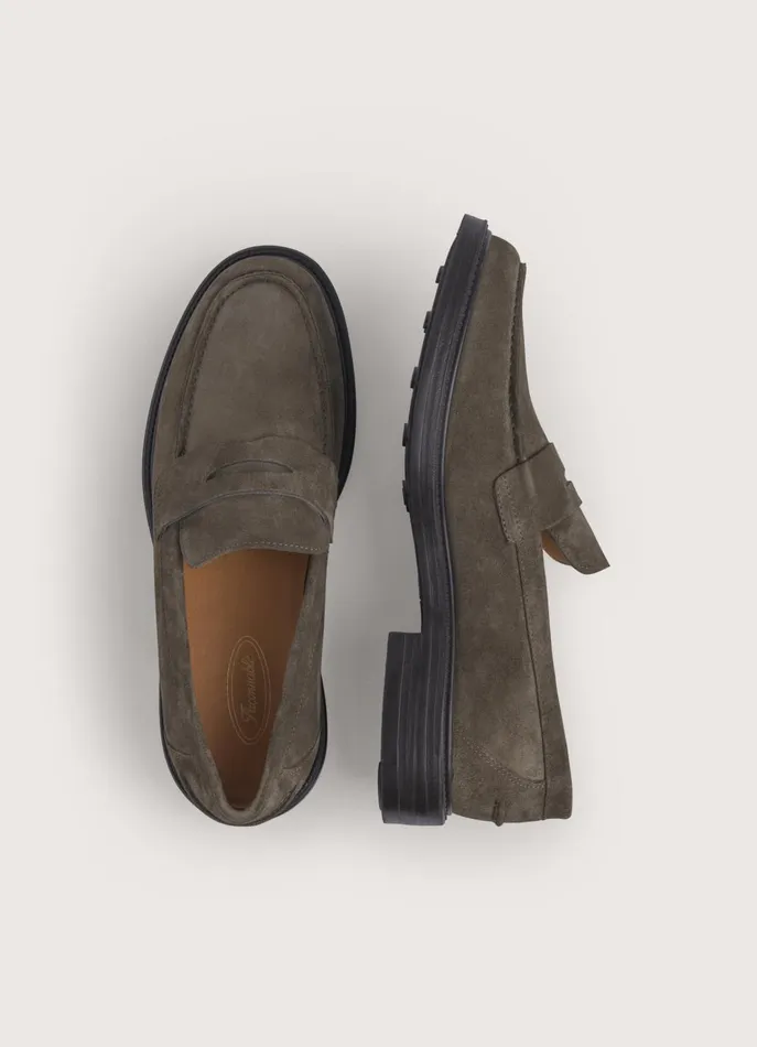 Men Formal Shoes Faonnable Suede Loafers Marsh Green