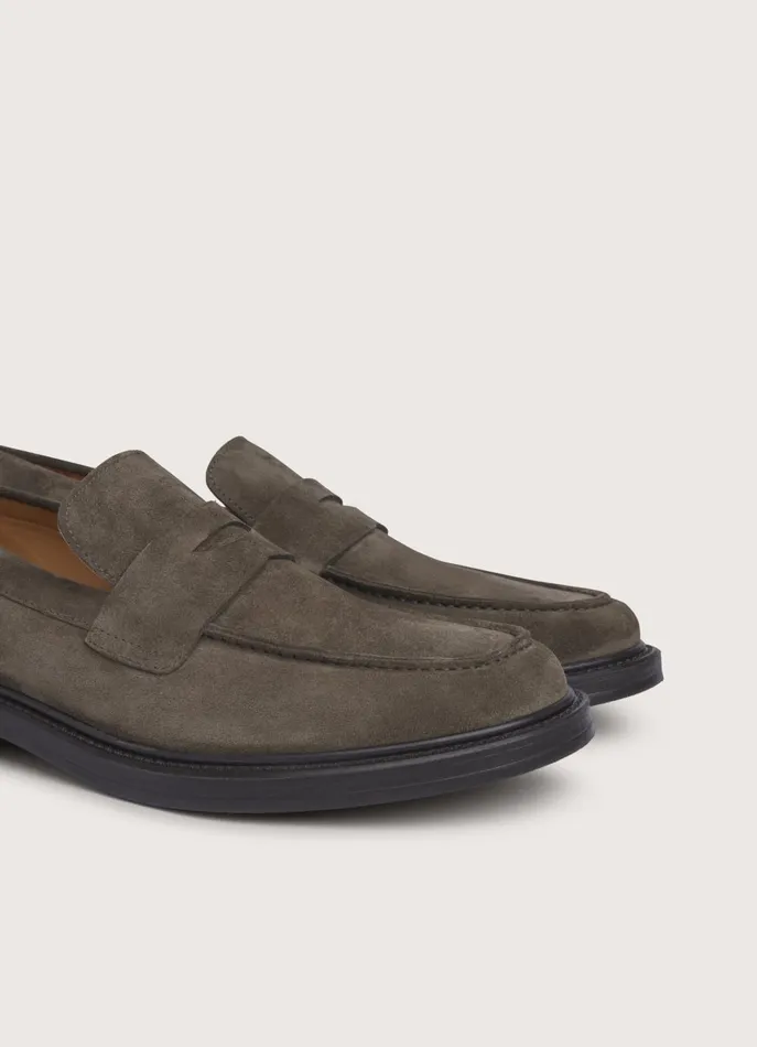 Men Formal Shoes Faonnable Suede Loafers Marsh Green