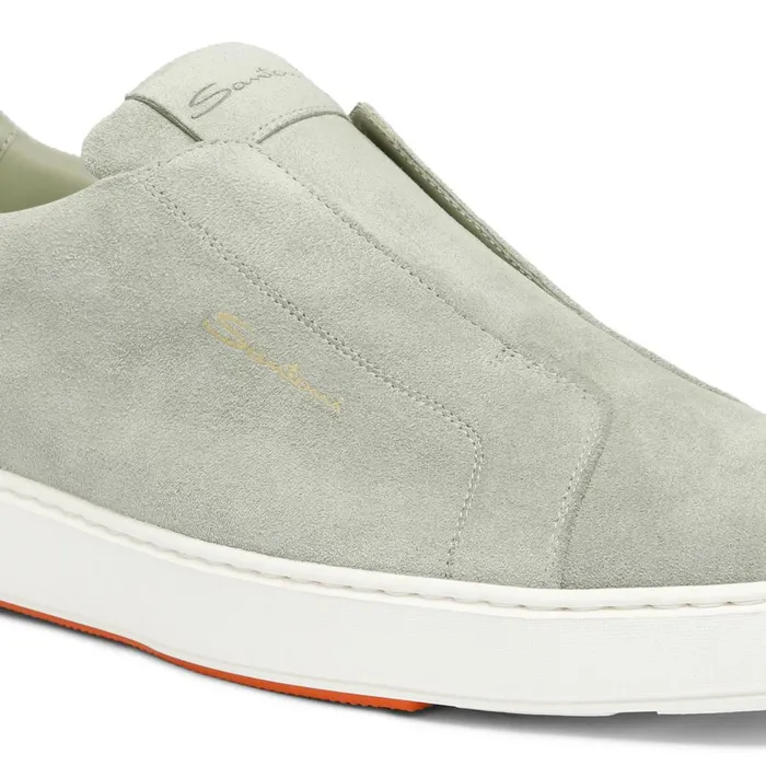 Men Green Suede SlipOn Sneaker Santoni Sneakers