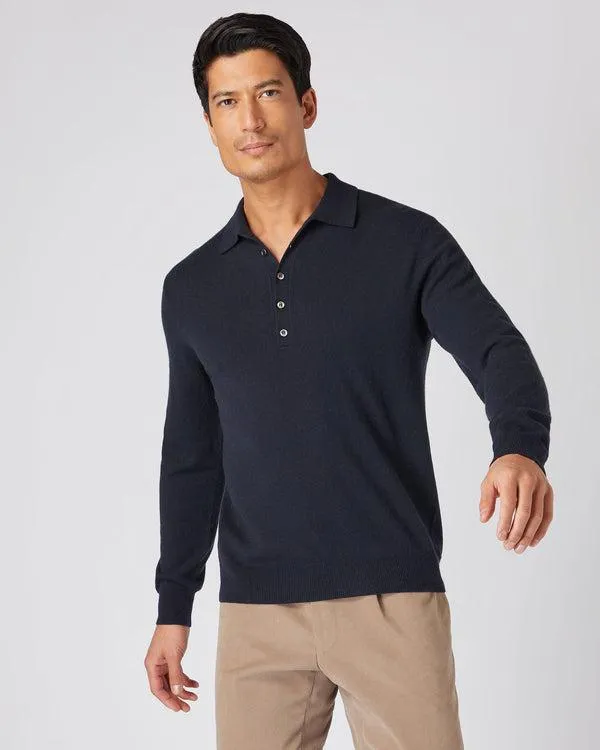 Men Men039s Button Cashmere Polo ShirtIn Navy Blue Navy Blue NPeal Polos and Tshirts Men Men039s Button Cashmere Polo ShirtIn Navy Blue Navy Blue NPeal Polos and Tshirts