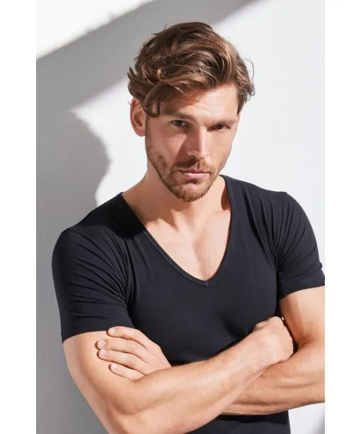Men Men TShirt Vneck Climate Control Black FALKE Shirts
