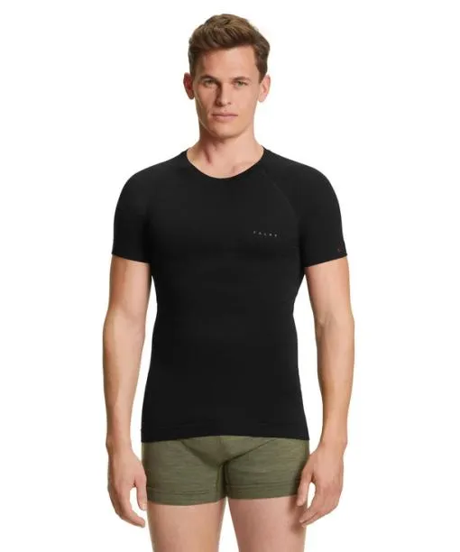 Men Men TShirt WoolTech Light Black FALKE Short Sleeve Shirts