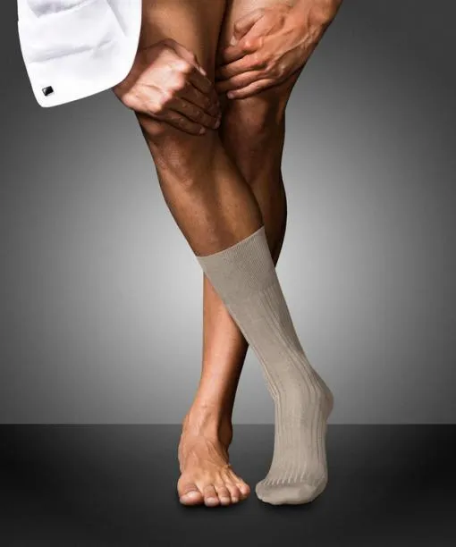 Men No 10 Pure Fil Dcosse Men Socks Wheat Mel FALKE Socks