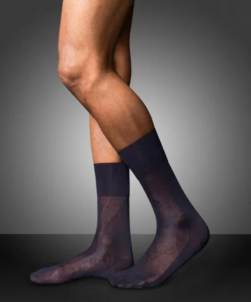 Men No 4 Pure Silk Men Socks Dark Navy FALKE Socks