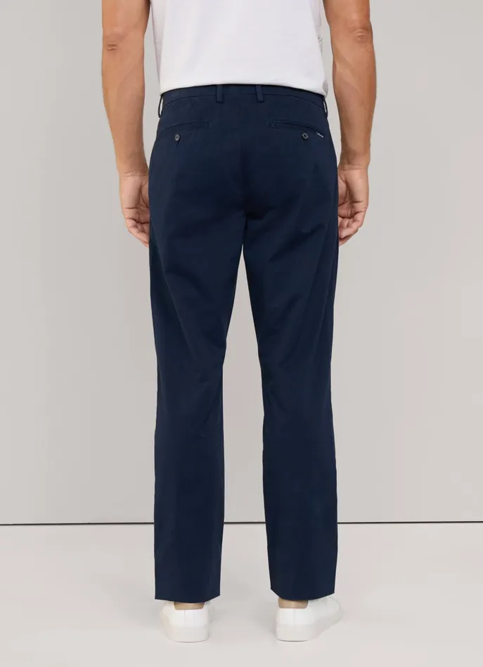 Men Pants Faonnable Regular Fit Stretch Chinos Marine Blue